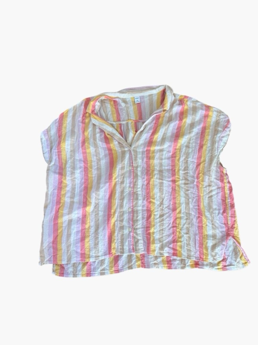 OLD NAVY Pastel Rainbow Striped Short Sleeve Blouse